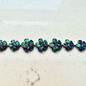 Hawaiian Opal & amethyst flower bracelet (sterling)